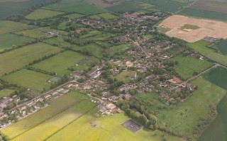 The village of East Hanney from the air.