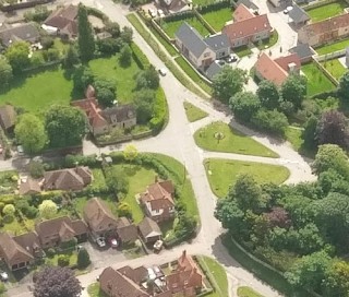 The Green in West Hanney from the air.